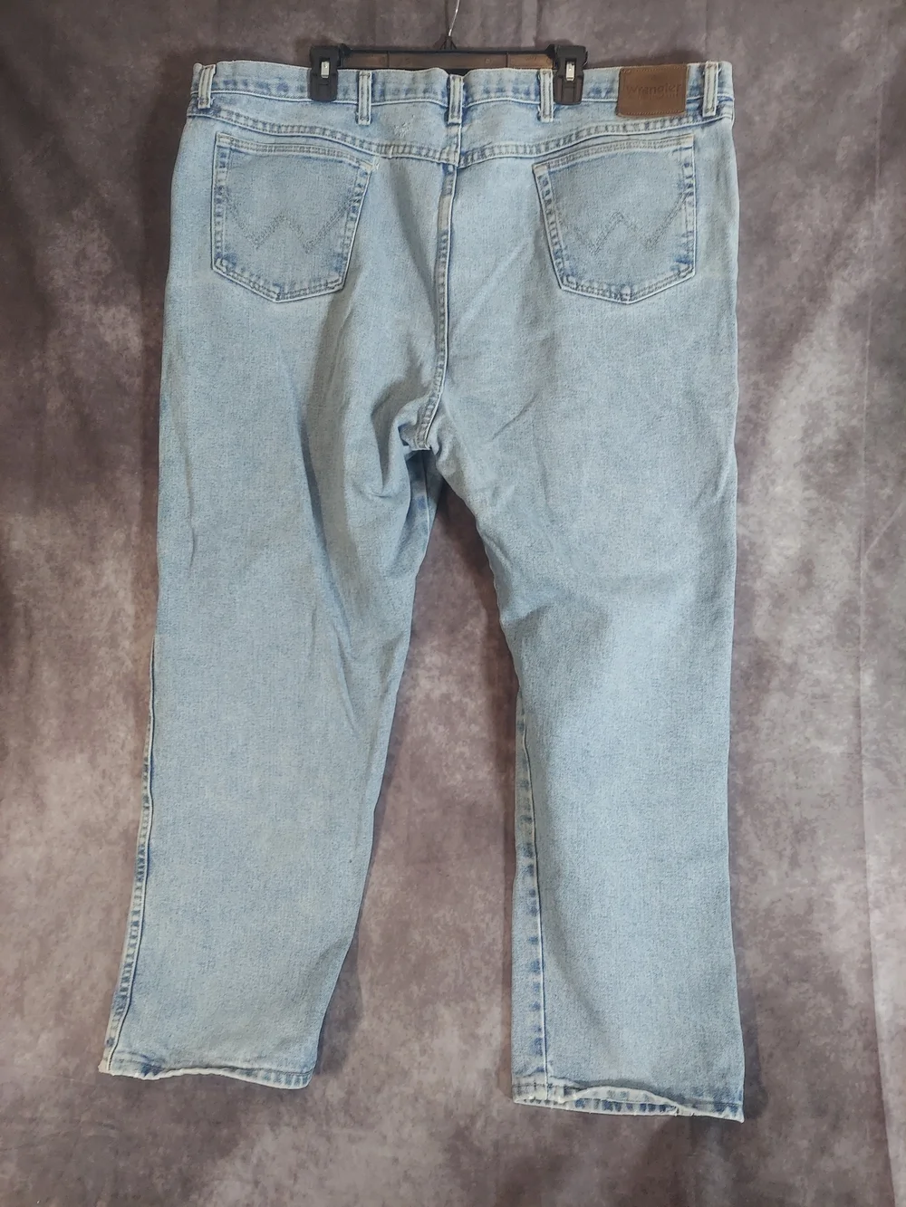 Wrangler Men's Big & Tall Jeans 48x30 Light Wash Worn-In Repaired Distressed